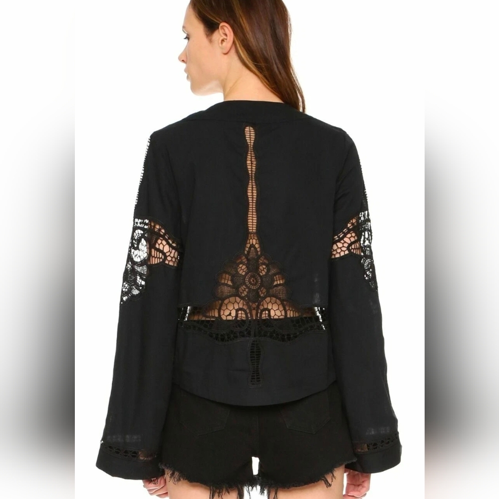 FREE PEOPLE Bittersweet LaceUp Blouse Whimsigoth Bewitching - Picture 2 of 7